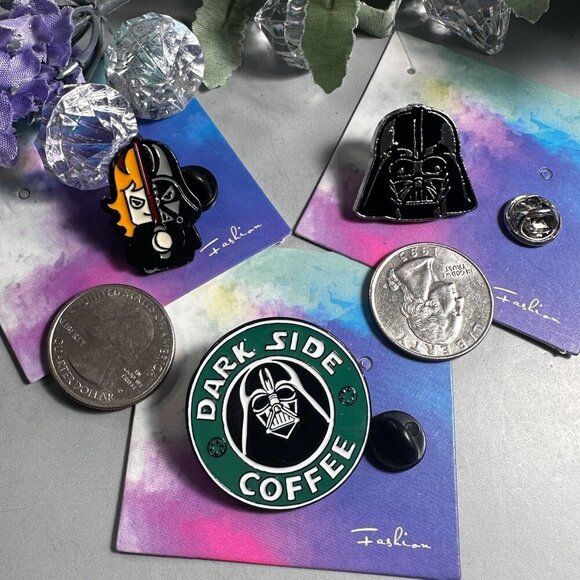 Darth Vader Lapel Pin Star Wars Anakin Brooch Badge Dark Side Coffee Pin Jewelry - Picture 3 of 6